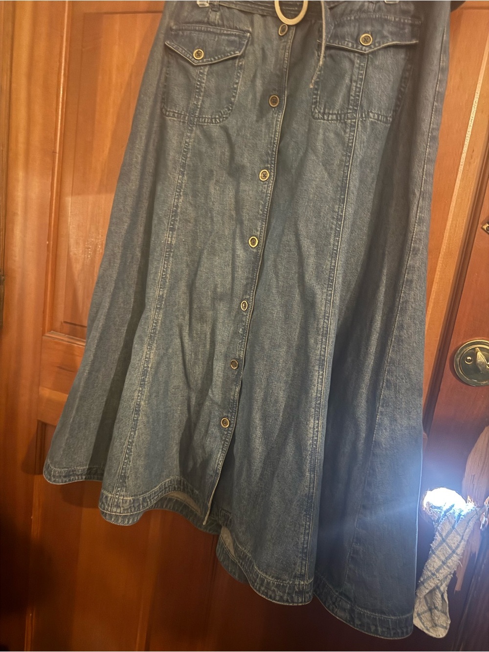 Jones New York Dark Blue Denim A-Line Skirt with Belt - Picture 4 of 7